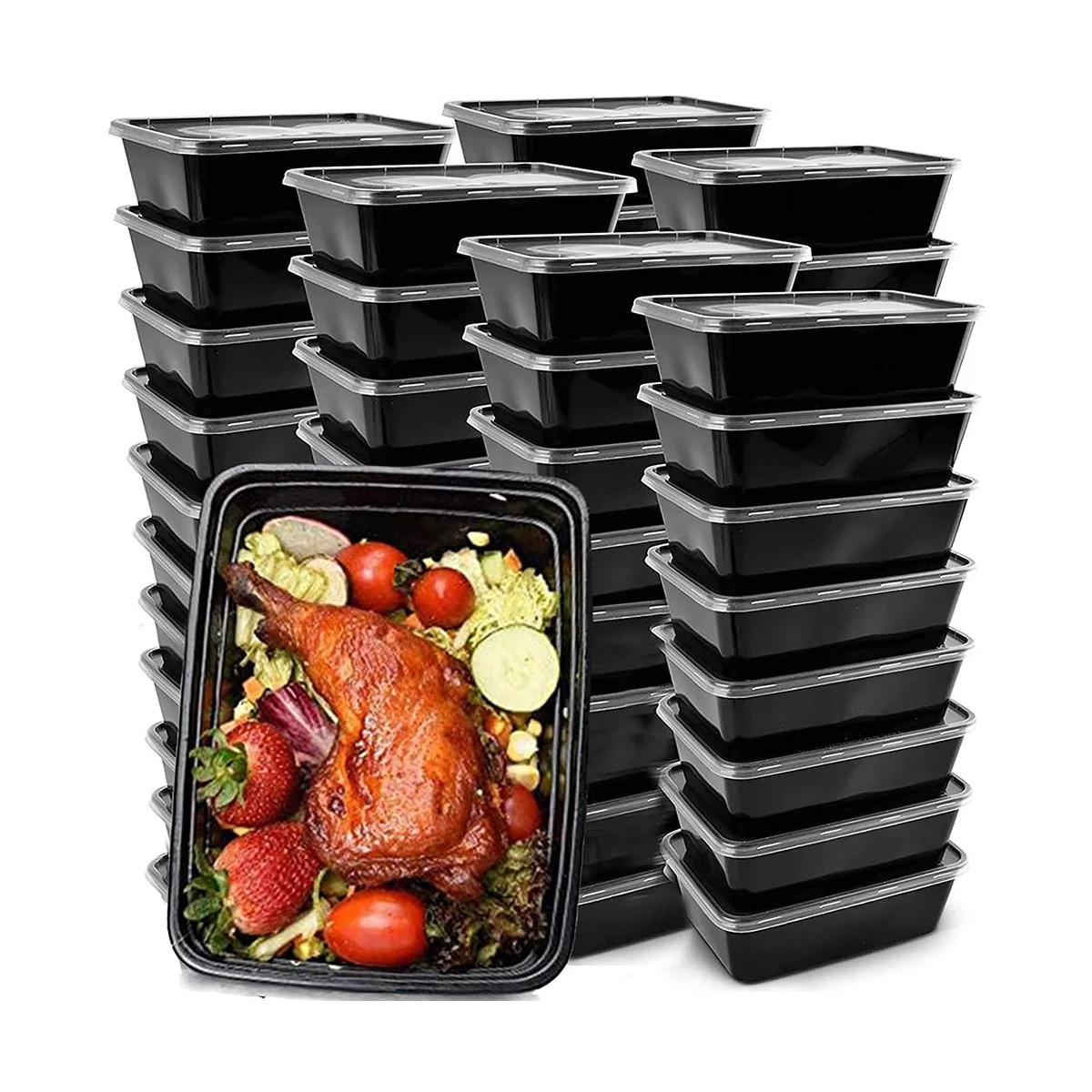Cut Raw Meal Prep Starter Pack: 50 Meal Prep containers w/ lids