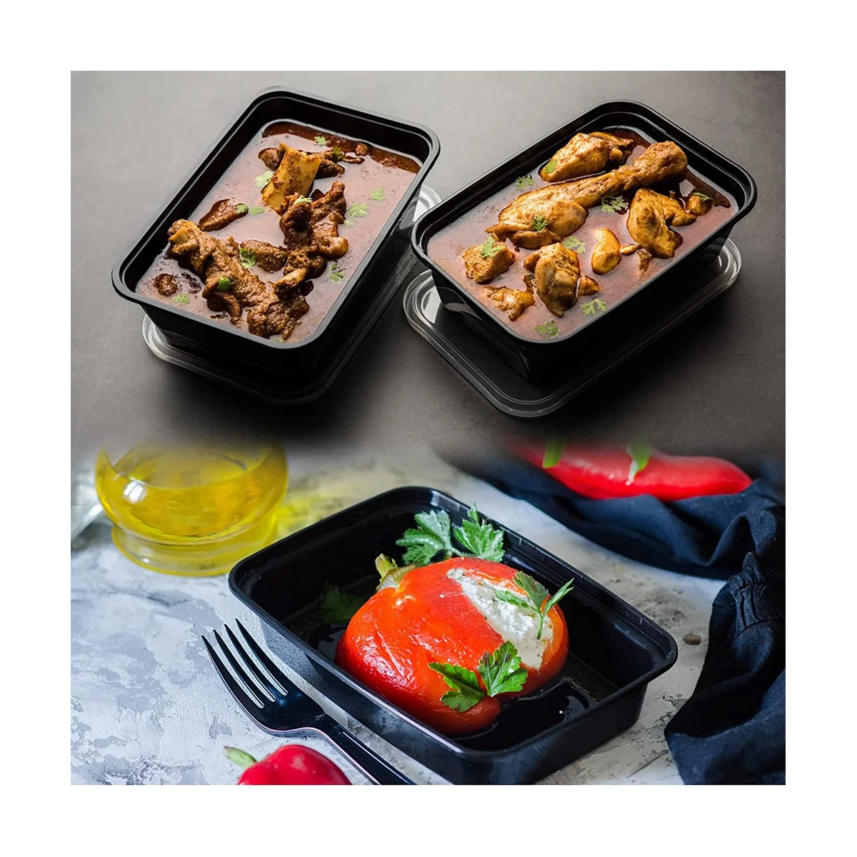 Cut Raw Meal Prep Starter Pack: 50 Meal Prep containers w/ lids